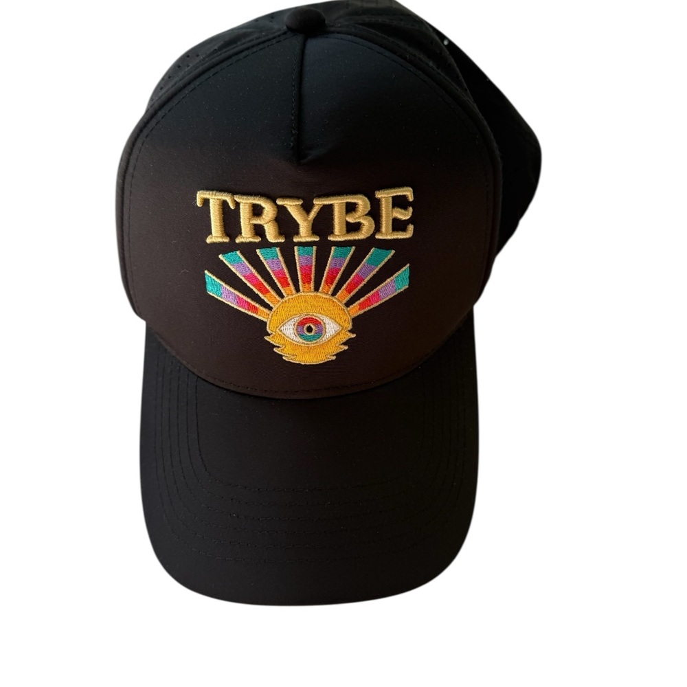 TRYBE Snapback Hat Women OS Black Performance Spirit of the Night Eye Mesh Cap